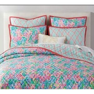 POTTERY BARN Lilly Pulitzer FAN SEA PANTS Full/ Queen Quilt Comforter 108x92